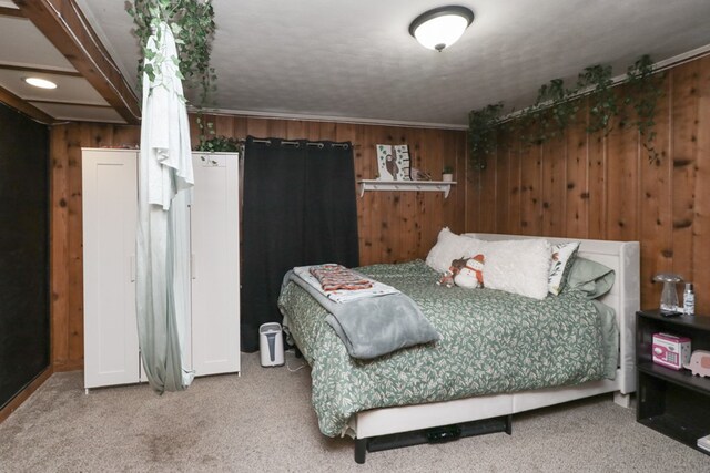 623 Bendle Ave, Shelby, OH 44875 - carpeted bedroom with wood walls