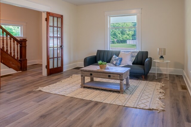 1676 Old Delaware Rd, Mount Vernon, OH 43050 - living area with wood finished floors and stairs