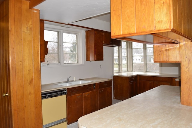 kitchen with white dishwasher and sink