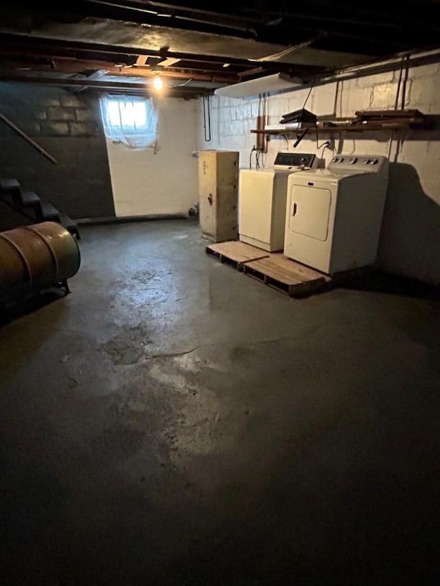 basement with independent washer and dryer