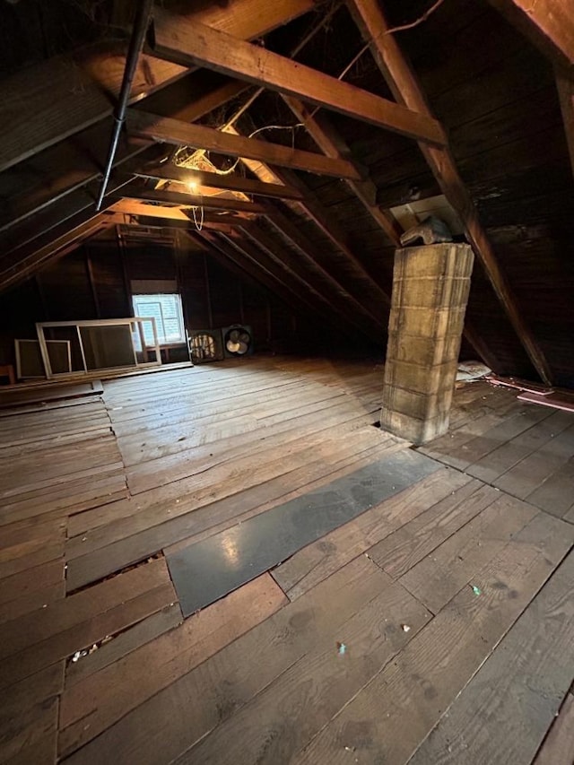 view of unfinished attic