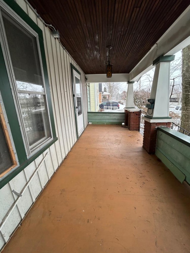 view of snow covered patio