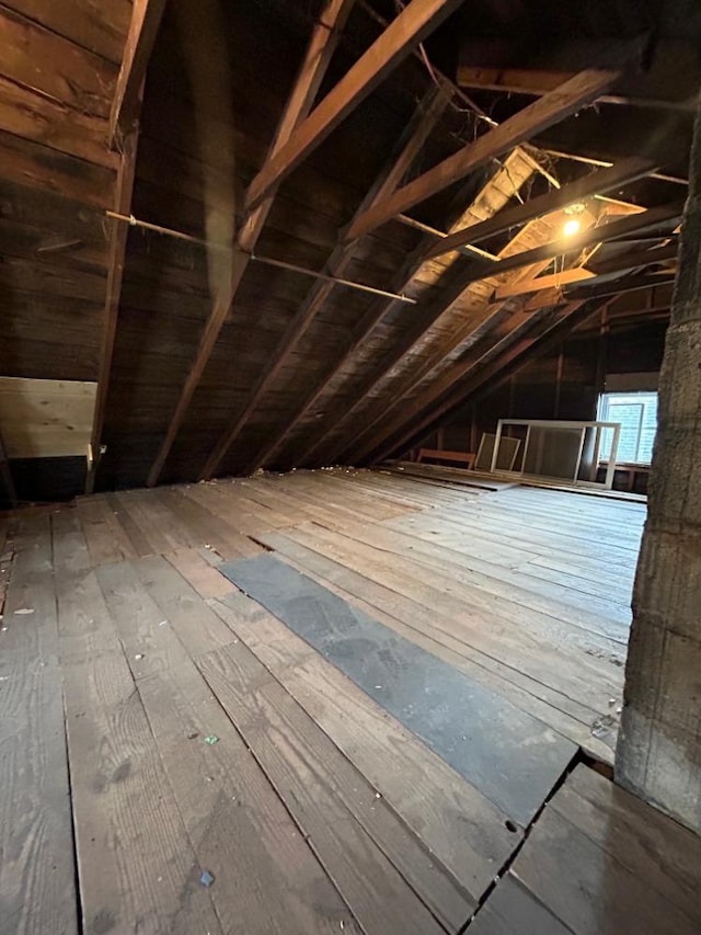 view of unfinished attic