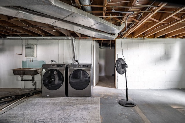 110 Hill St, Edison, OH 43320 - unfinished basement featuring washer and dryer