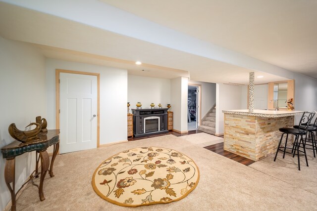 2453 Whitney Ave, Ontario, OH 44906 - indoor bar featuring carpet floors, stairway, and recessed lighting