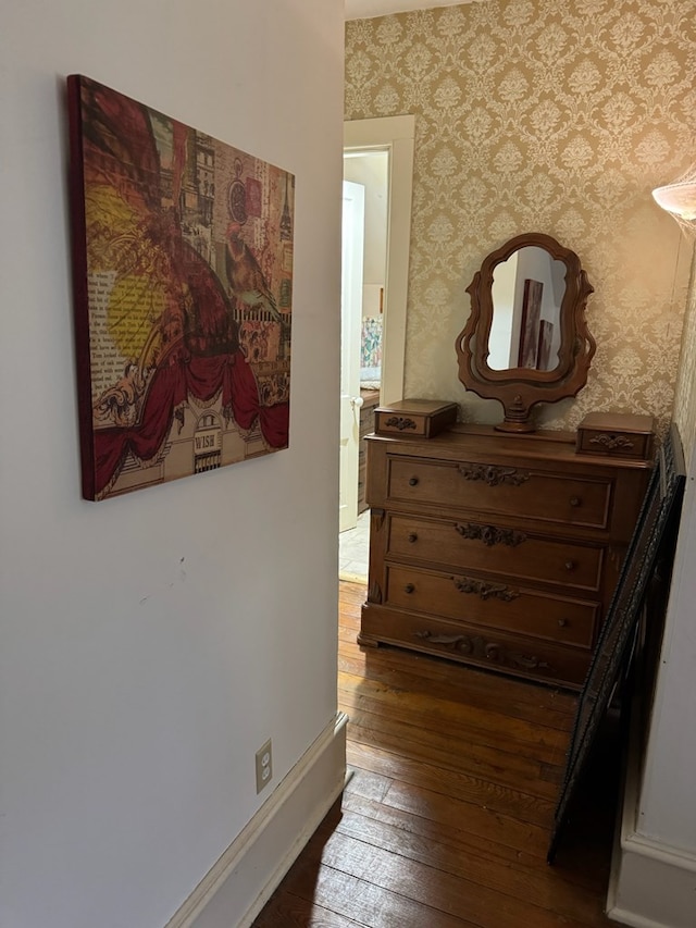 796 US Highway 224, Willard, OH 44890 - corridor featuring baseboards, hardwood / wood-style floors, and wallpapered walls
