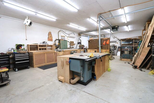 interior space with a workshop area