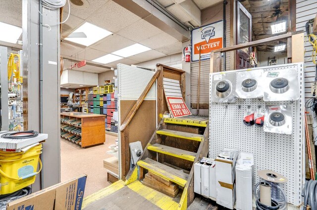 15 W Main St, Lexington, OH 44904 - misc room with a workshop area and a paneled ceiling