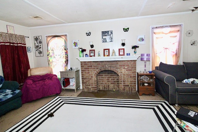 817 E Bowman St, Wooster, OH 44691 - living area with a fireplace and crown molding