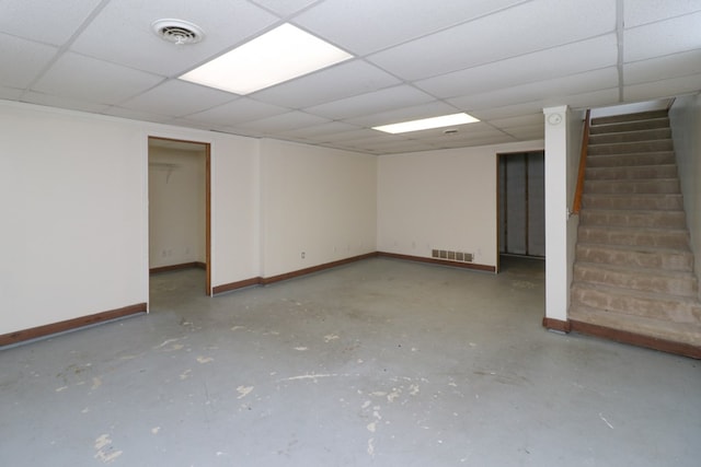 basement with a drop ceiling