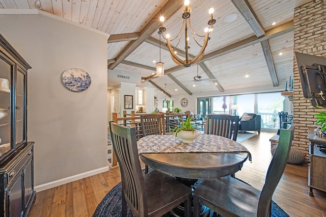 7326 State Route 19 Unit 27-30, Mount Gilead, OH 43338 - dining room featuring wood ceiling, light wood-style floors, ceiling fan, and a chandelier