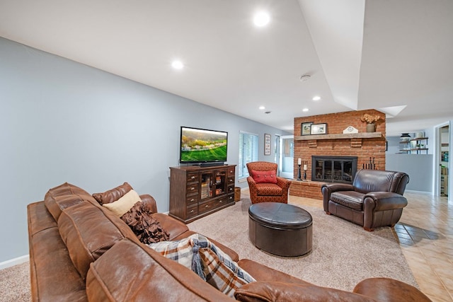 7326 State Route 19 Unit 27-30, Mount Gilead, OH 43338 - living room featuring a fireplace, recessed lighting, and light tile patterned floors