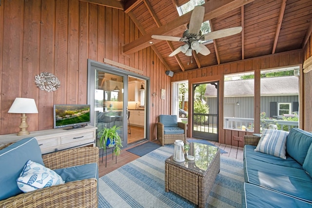7326 State Route 19 Unit 27-30, Mount Gilead, OH 43338 - sunroom / solarium with an outdoor living space and ceiling fan