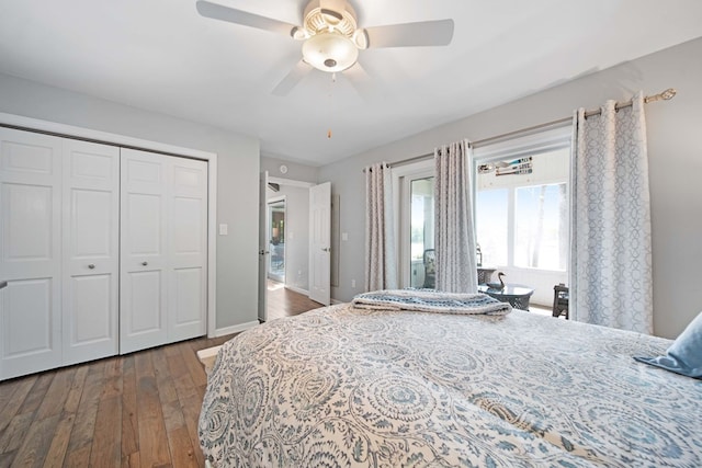 7326 State Route 19 Unit 27-30, Mount Gilead, OH 43338 - bedroom with wood finished floors, a ceiling fan, and a closet
