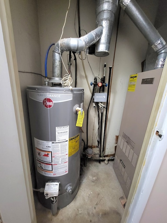 utility room featuring gas water heater