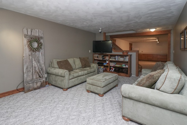 living area with carpet floors