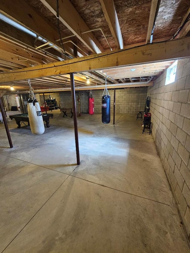 basement featuring pool table