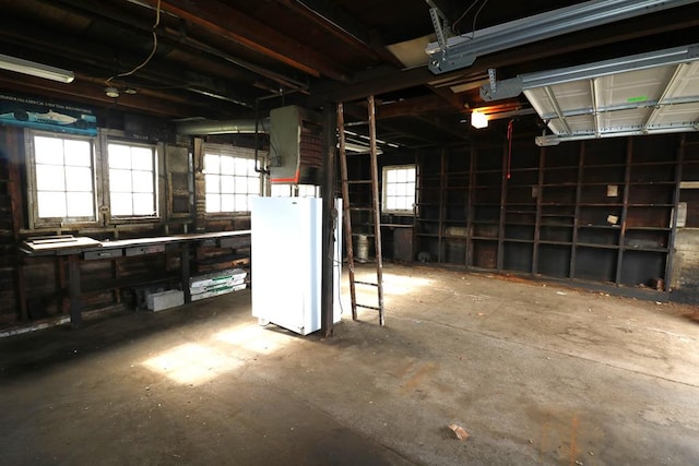 interior space with freestanding refrigerator