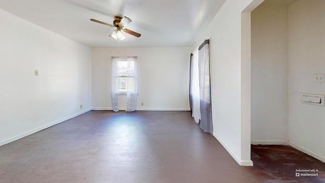 729 Keen Ave, Ashland, OH 44805 - empty room with a ceiling fan, wood finished floors, and baseboards