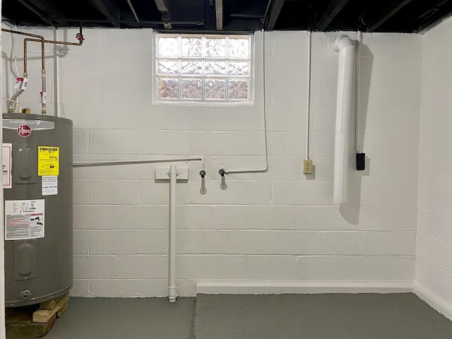 basement featuring water heater