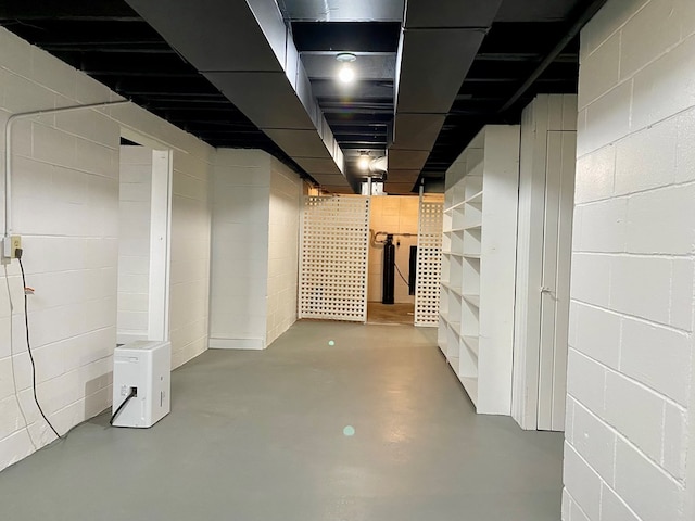 unfinished below grade area with concrete block wall