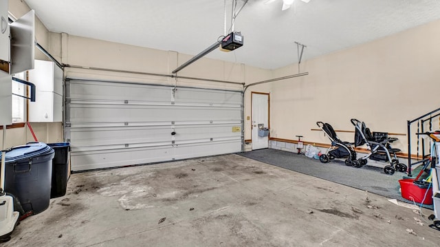 garage with a garage door opener