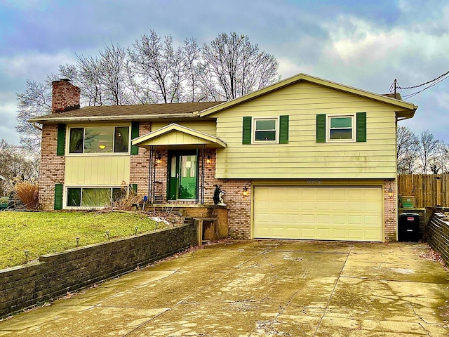 bi-level home with a garage