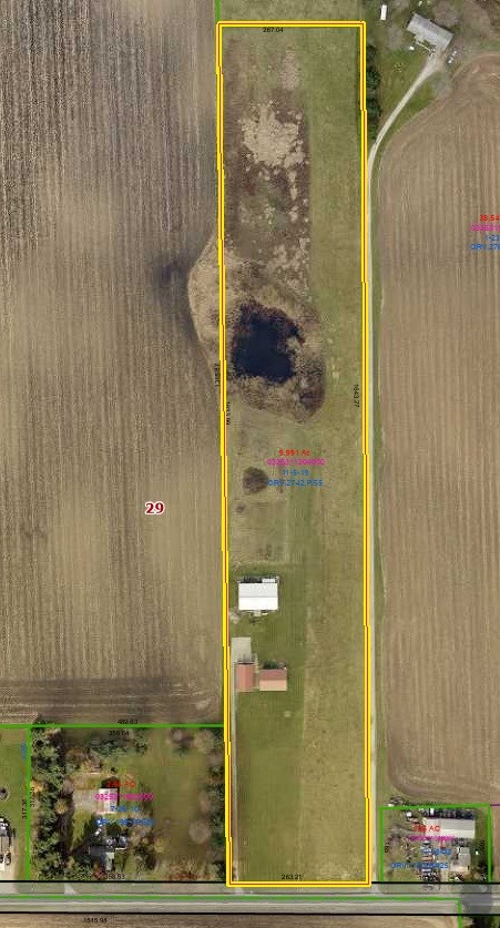 4030 Shoup Rd, Shelby, OH 44875 - aerial overview of property's location with property parcel outlined