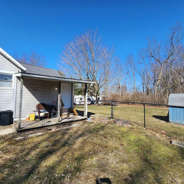 view of yard featuring a patio area and fence