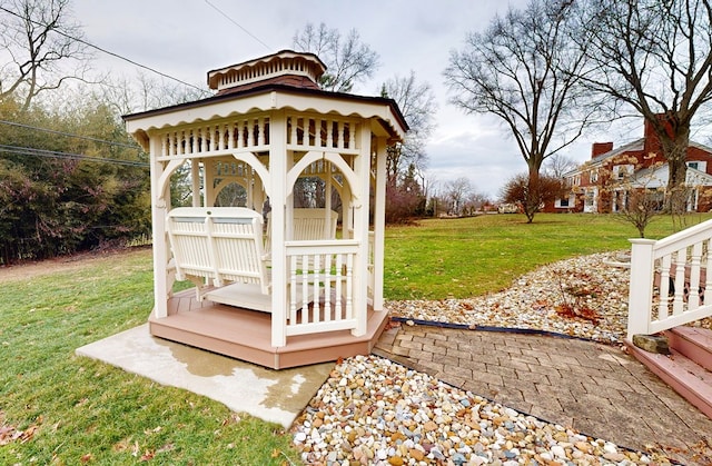 view of yard with a gazebo