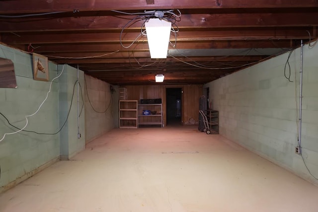view of unfinished basement