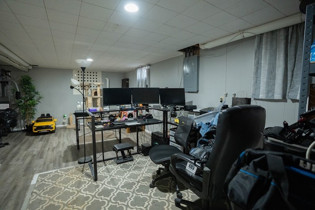 office space with wood finished floors