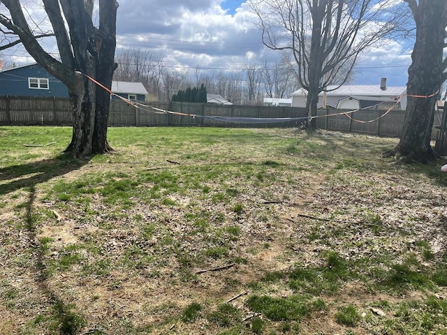 view of yard with a fenced backyard