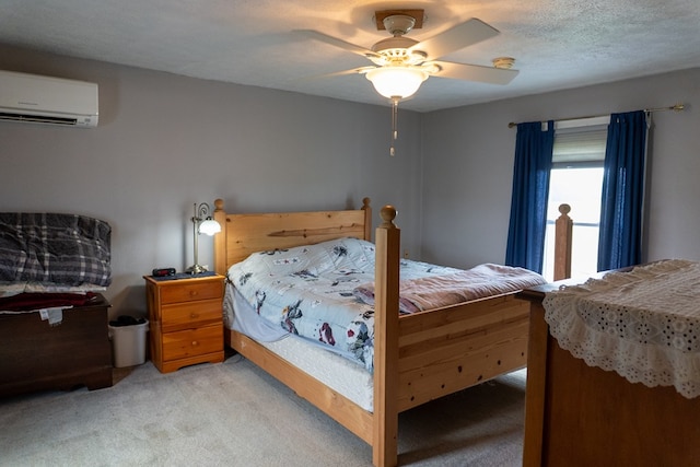 5837 Township Road 103, Mount Gilead, OH 43338 - bedroom featuring a wall unit AC, light carpet, and a ceiling fan