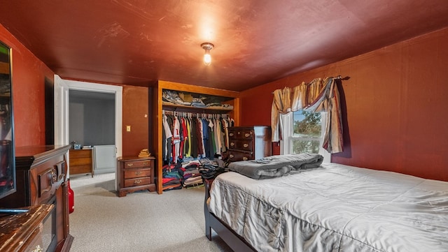 bedroom featuring a closet and carpet flooring