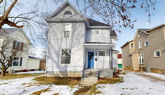 view of front of home with cooling unit