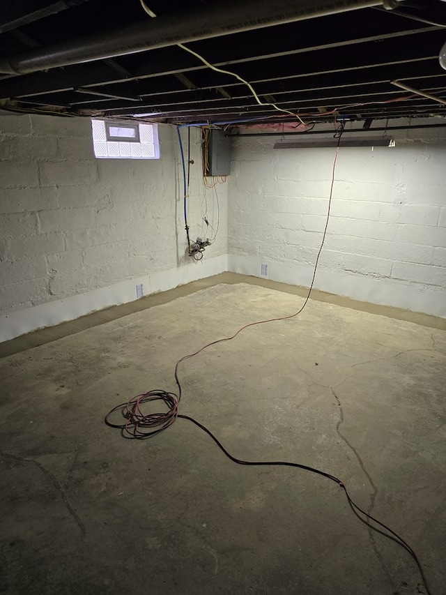 below grade area with electric panel