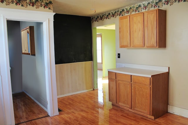 kitchen with light hardwood / wood-style floors