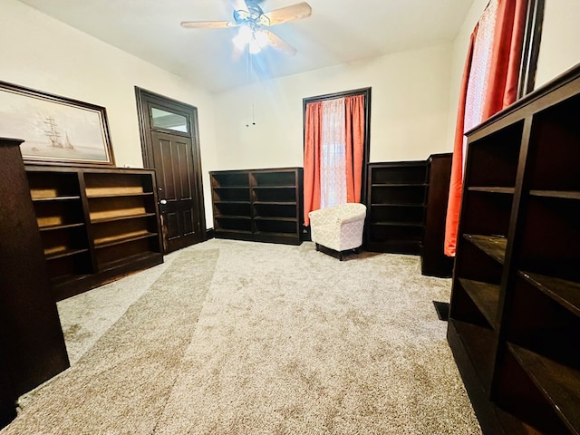 bedroom with carpet flooring and ceiling fan