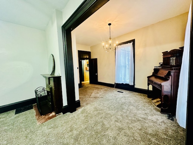 interior space featuring a chandelier