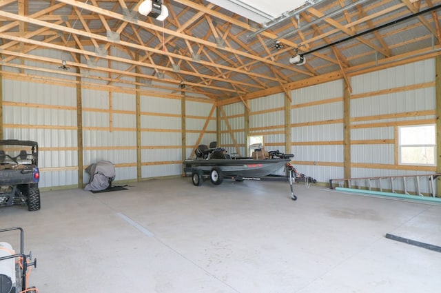 garage with metal wall