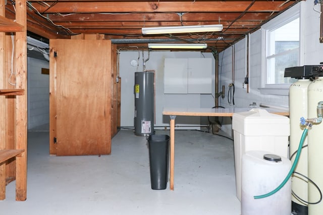 below grade area with water heater