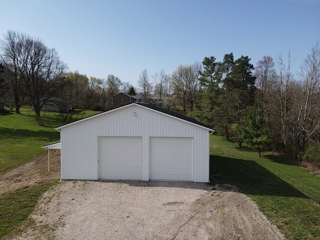 view of detached garage