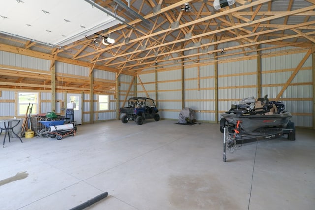 garage featuring metal wall