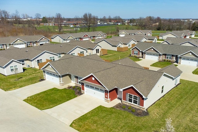 drone / aerial view with a residential view
