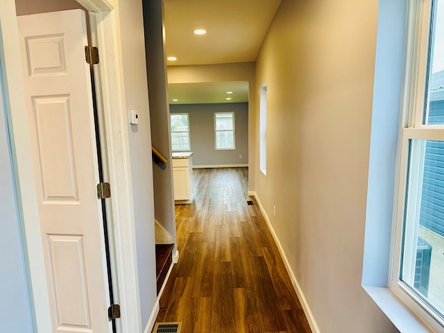 1030 Elm, Bucyrus, OH 44820 - hall featuring dark wood finished floors and recessed lighting