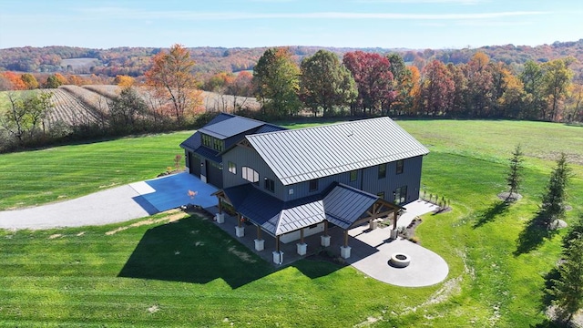 drone / aerial view featuring a rural view