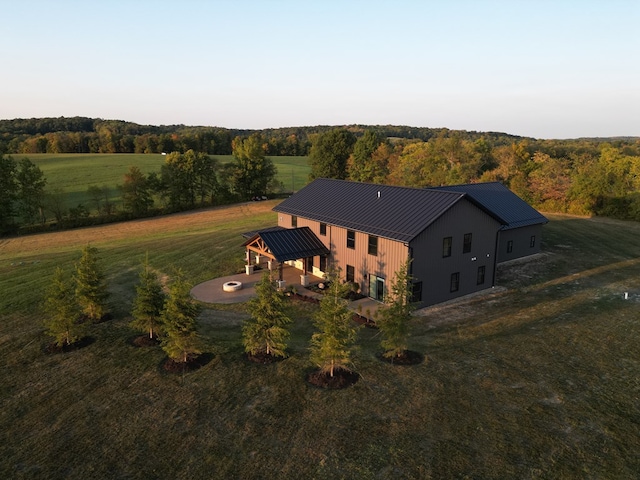 drone / aerial view with a rural view