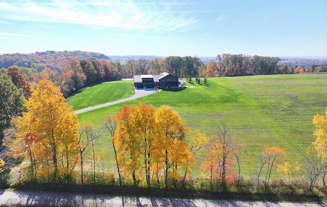 drone / aerial view with a rural view