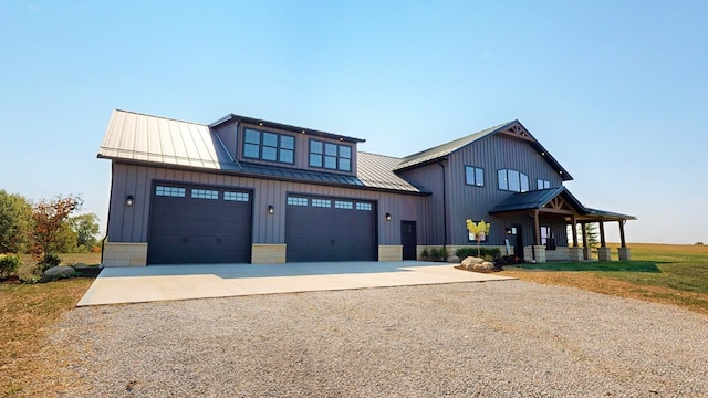 modern farmhouse with a garage